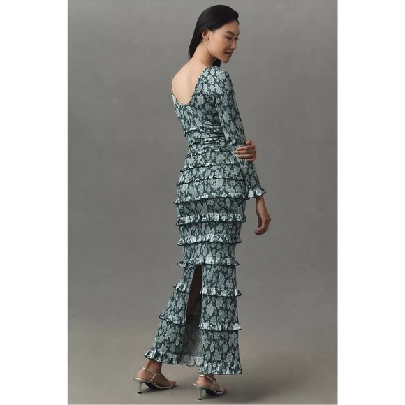 NWT V. Chapman Lanie Maxi Smocked Dress in Emerald Peony Print size 6 - Picture 2 of 12